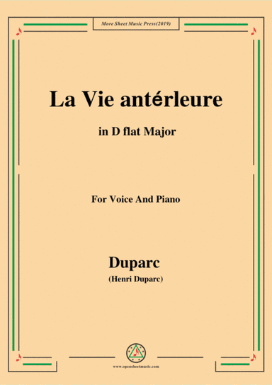 Duparc-La Vie antérleure in D flat Major (arr. Open Cloud)