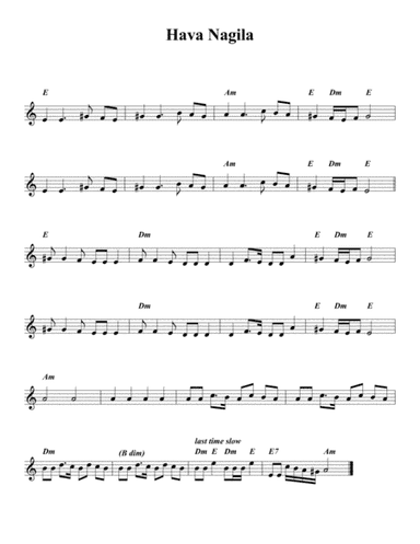 Hava Nagila Chart A minor (arr. Be'eri Moalem)