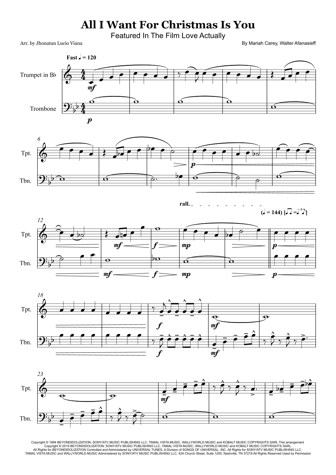 All I Want For Christmas Is You (arr. Jhonatan Lucio Viana)