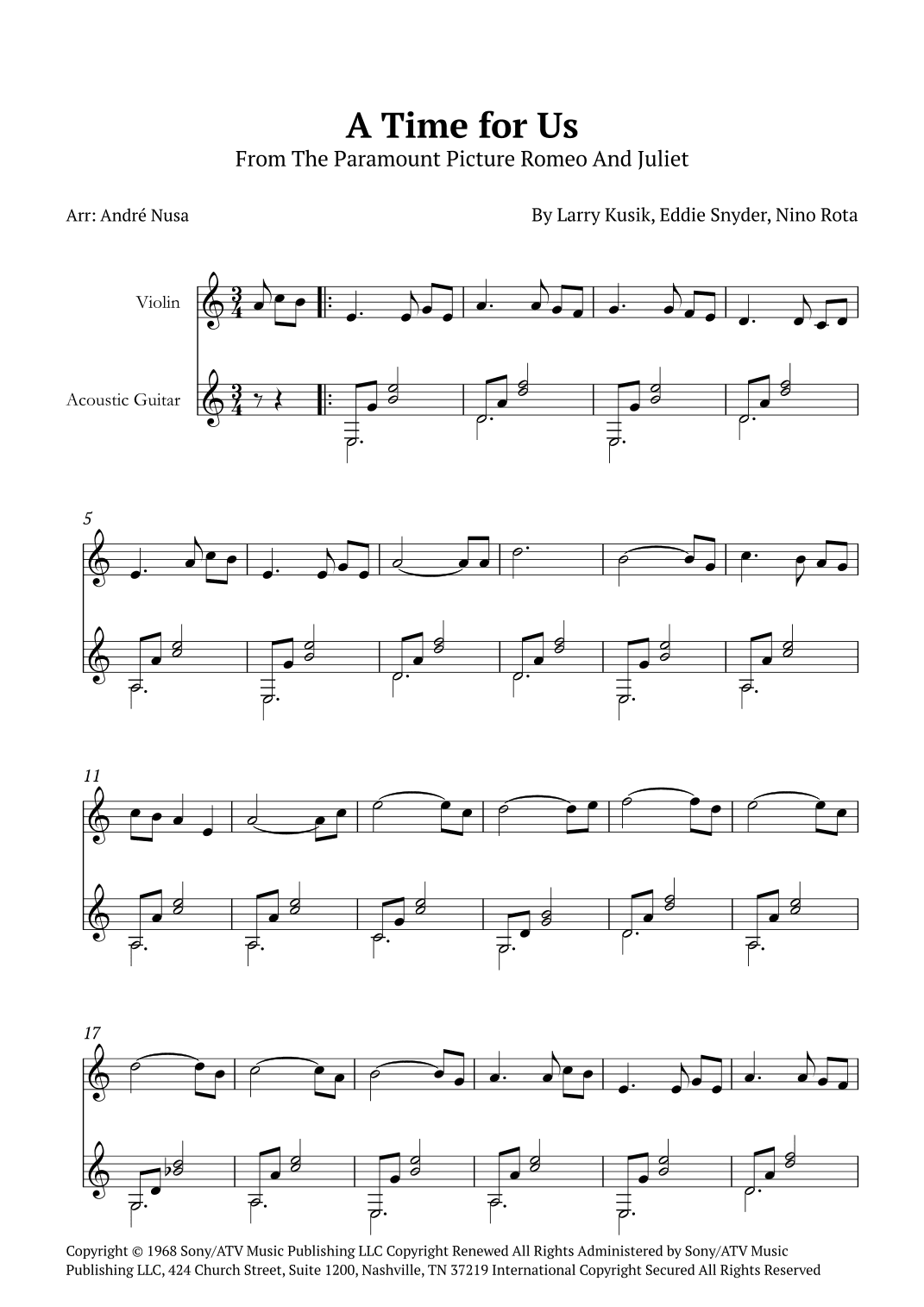 A Time For Us (love Theme) (arr. André Nusa)