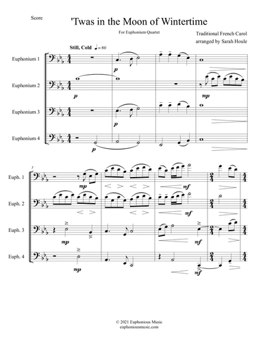 'Twas in the Moon of Wintertime - Euphonium Quartet (arr. Sarah Houle)