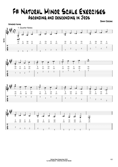 F# Natural Minor Scale Exercises - Ascending and Descending in 3rds