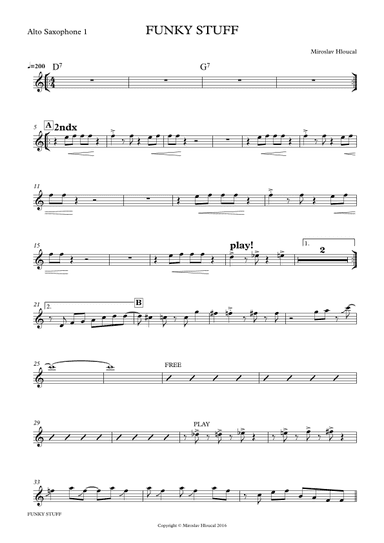 FUNKY STUFF / 5 Horns version+ rhythm section - Score Only