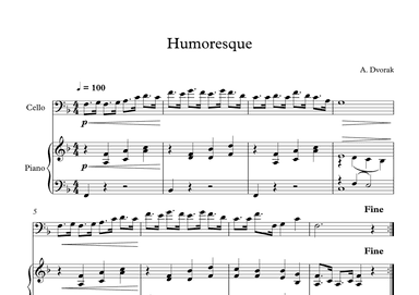 Humoresque - Antonin Dvorak (Cello + Piano) (arr. Digital Book Music)