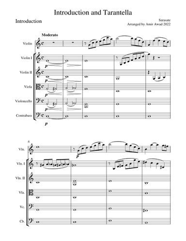 Sarasate: Introduction and Tarantella , Op.43 , Arranged for Violin solo and string orchestra (arr. Amir Awad)