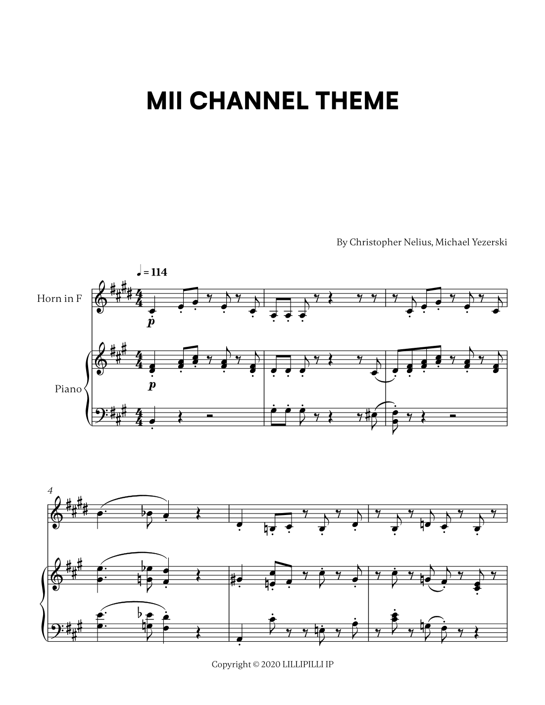 Mii Channel Theme (arr. Cadenza Editions)