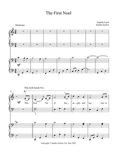 The First Noel (elementary piano with optional duet) (arr. Sandra Zylstra)