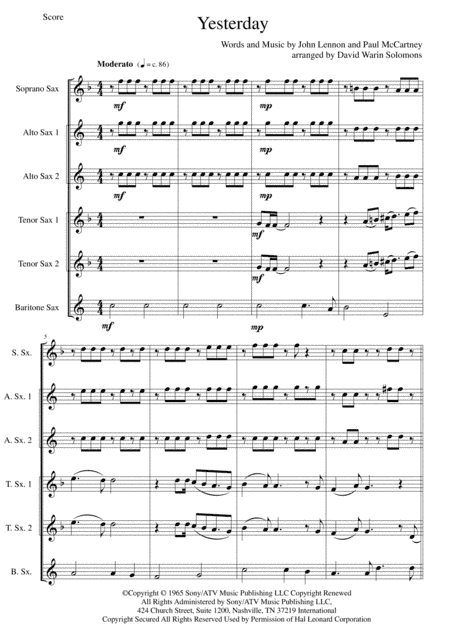 Yesterday (arr. David Warin Solomons)