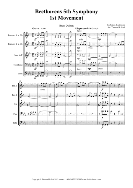 Beethovens 5th Symphony - 1st Movement - Brass Quintet (arr. Thomas H. Graf)