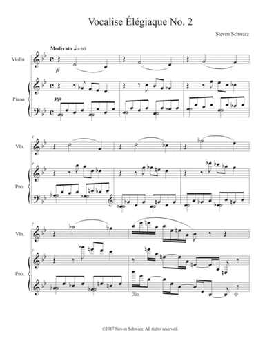 Vocalise Élégiaque No. 2 for Violin and Piano (2017)