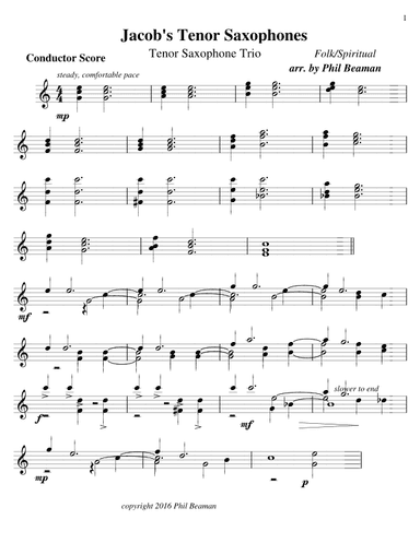 Jacob's Tenor Saxophones - Trio (arr. Phil Beaman)
