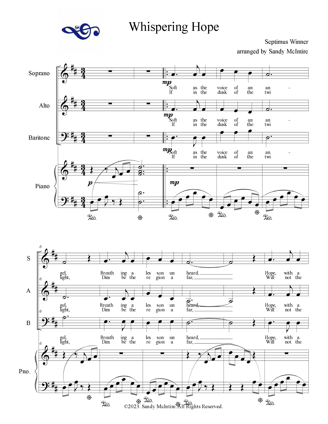 Whispering Hope (arr. Sandy McIntire)