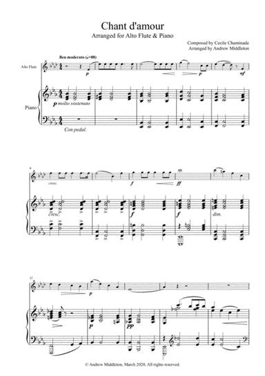 Chant d'amour arranged for Alto Flute and Piano (arr. Andrew Middleton)