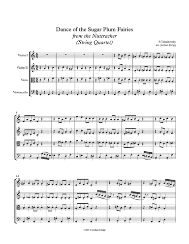 Dance of the Sugar Plum Fairies from the Nutcracker (String Quartet) - Score and parts (arr. Jordan Grigg)