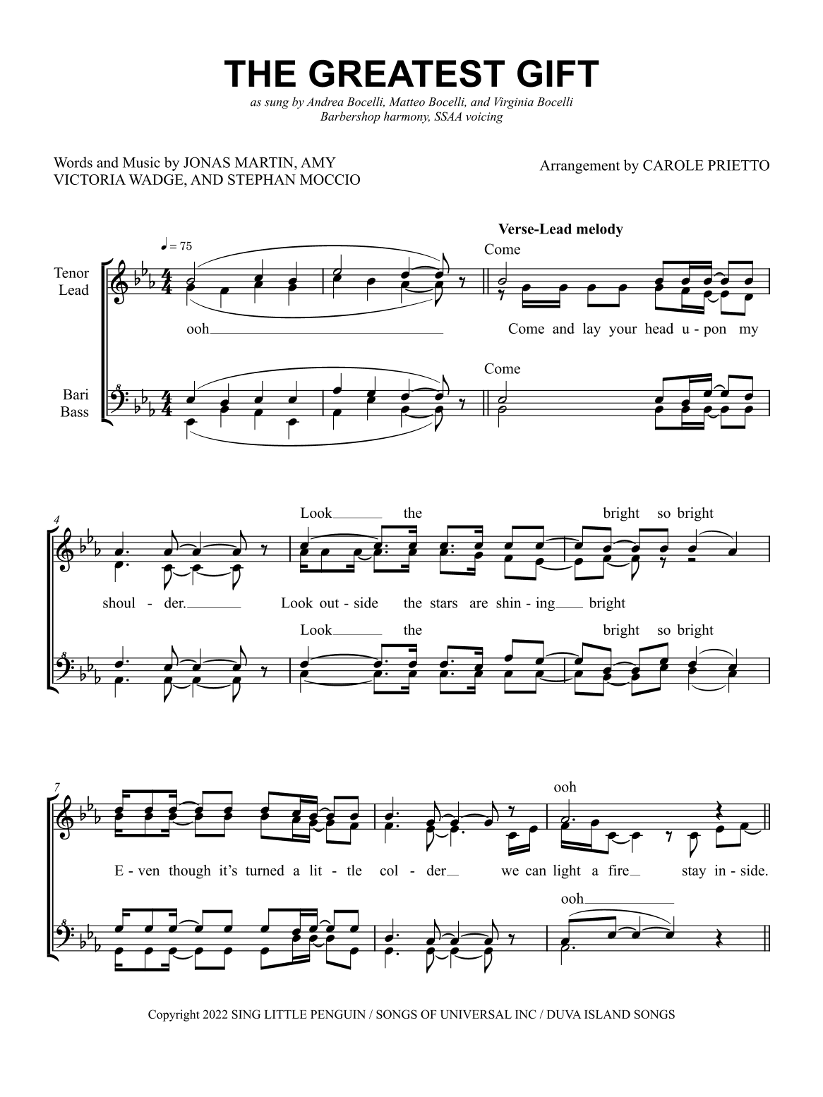 The Greatest Gift (arr. CAROLE PRIETTO)