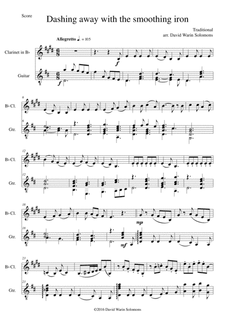 Dashing away with the smoothing iron for clarinet and guitar (arr. David Warin Solomons)