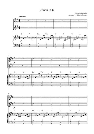 Canon in D (flute duet and piano accompaniment) (arr. Kaiserin Rebecca)