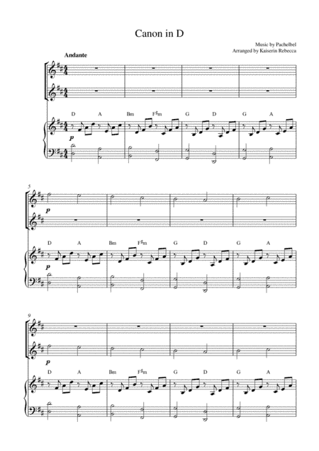 Canon in D (flute duet and piano accompaniment) (arr. Kaiserin Rebecca)