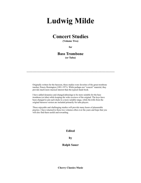 Concert Studies for Bass Trombone or Tuba, Volume 2 (arr. Sauer, Ralph)