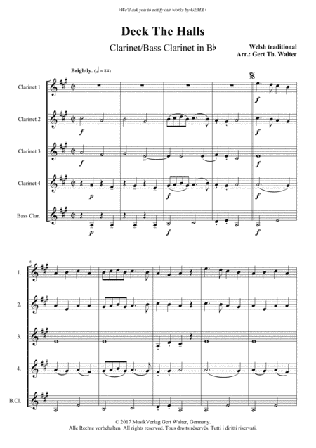 Deck The Halls (arr. Gert Th. Walter)
