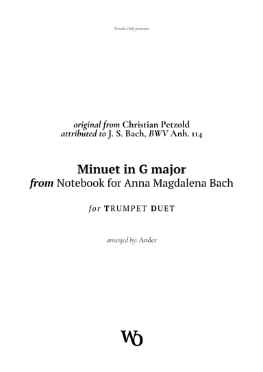 Minuet in G major by Bach for Trumpet Duet (arr. Ander)