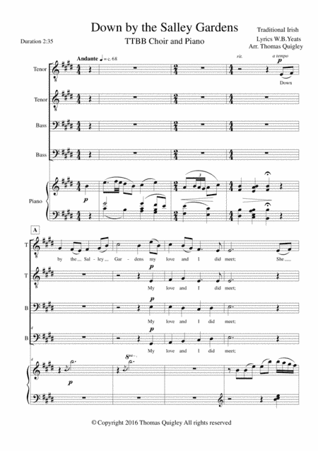 Down by the Salley Gardens (arr. Thomas Quigley)