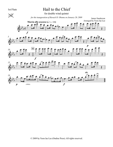 Hail to the Chief for Double Wind Quintet in E Flat Major (arr. Lee) - Set of Parts (arr. Yoon Jae Lee)