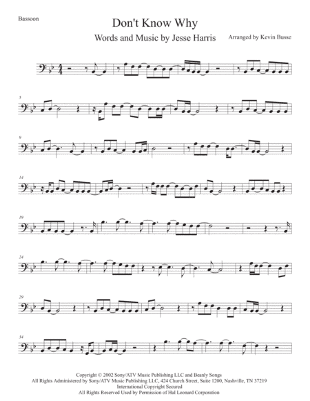 Don't Know Why (arr. Kevin Busse)