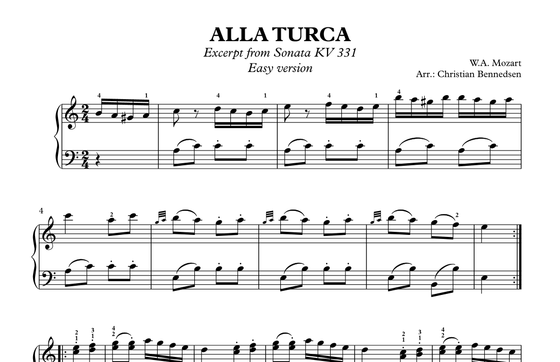Alla Turca - Easy version (arr. Christian Bennedsen)