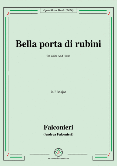 Falconieri-Bella porta di rubini,in F Major,for Voice and Piano (arr. MSM)