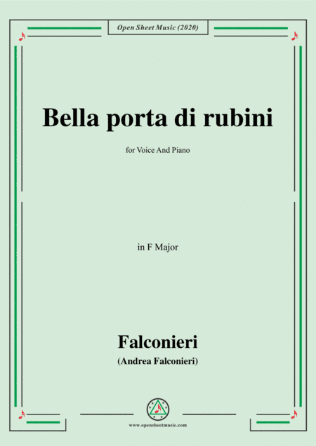 Falconieri-Bella porta di rubini,in F Major,for Voice and Piano (arr. MSM)