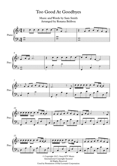 Too Good At Goodbyes (arr. Roxana Belibou)