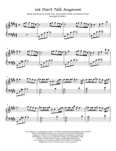 We Don't Talk Anymore (arr. Miles K)