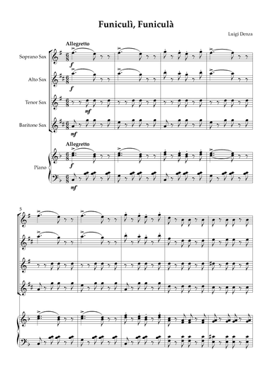 Funiculì, Funiculà - Sax Quartet & Piano (arr. Karen Gueiros)
