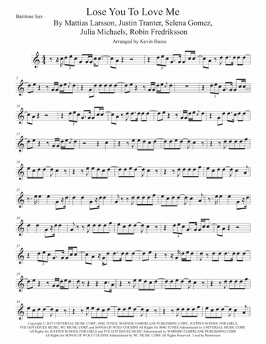 Lose You To Love Me (arr. Kevin Busse)