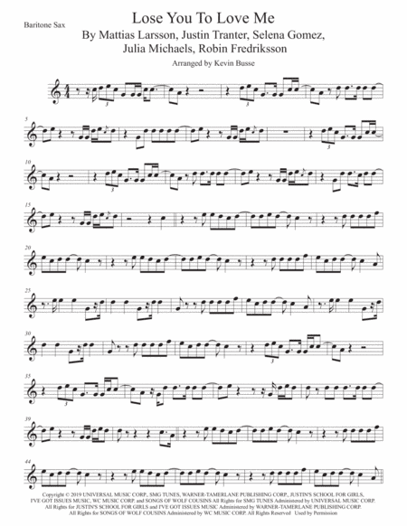 Lose You To Love Me (arr. Kevin Busse)