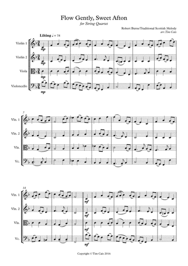 Flow Gently, Sweet Afton - String Quartet (arr. Tim Cais)