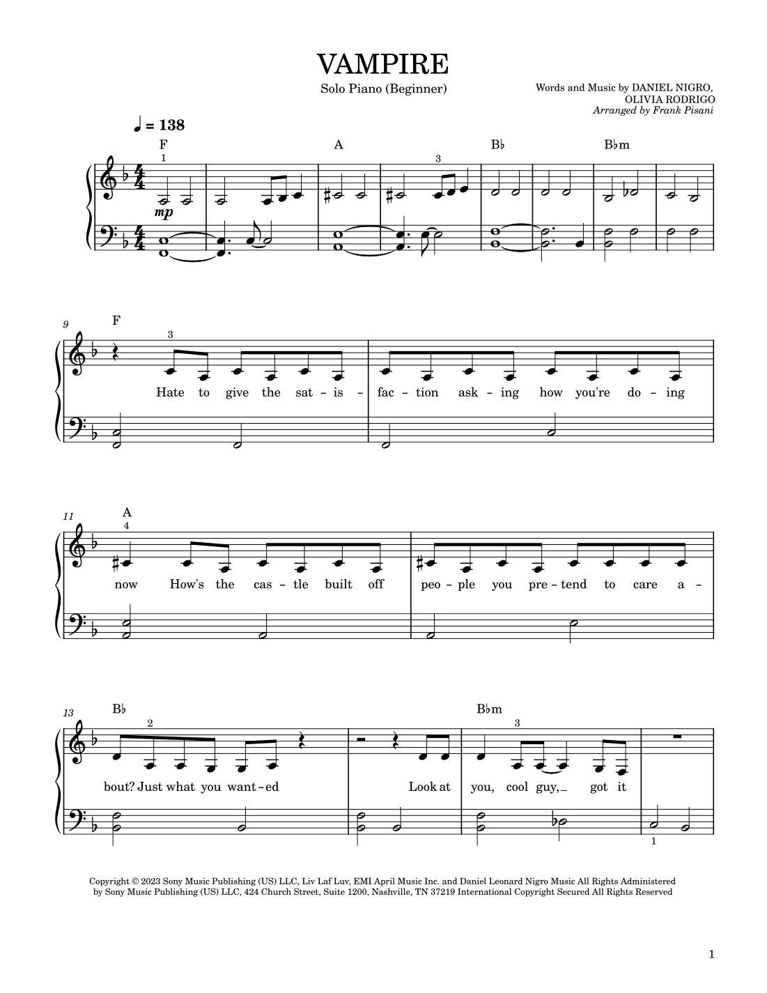 Vampire (arr. Frank Pisani)