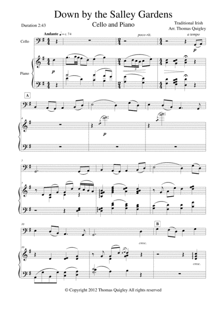 Down by the Salley Gardens (arr. Thomas Quigley)