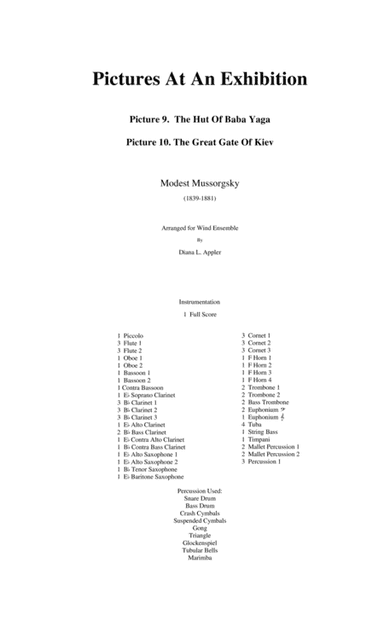 Pictures At An Exhibition Pictures 9 & 10 (score only) (arr. Diana L. Appler)