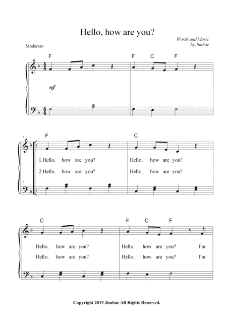 Hello,how are you? (Nursery Rhymes for Easy Piano)