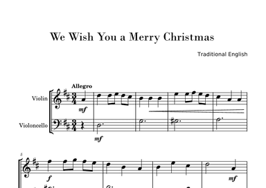 We Wish You a Merry Christmas (Easy Violin and Cello Duo) (arr. Gisele Sant'Ana)
