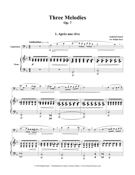 Three Melodies, Op. 7 for Euphonium & Piano (arr. Ralph Sauer)