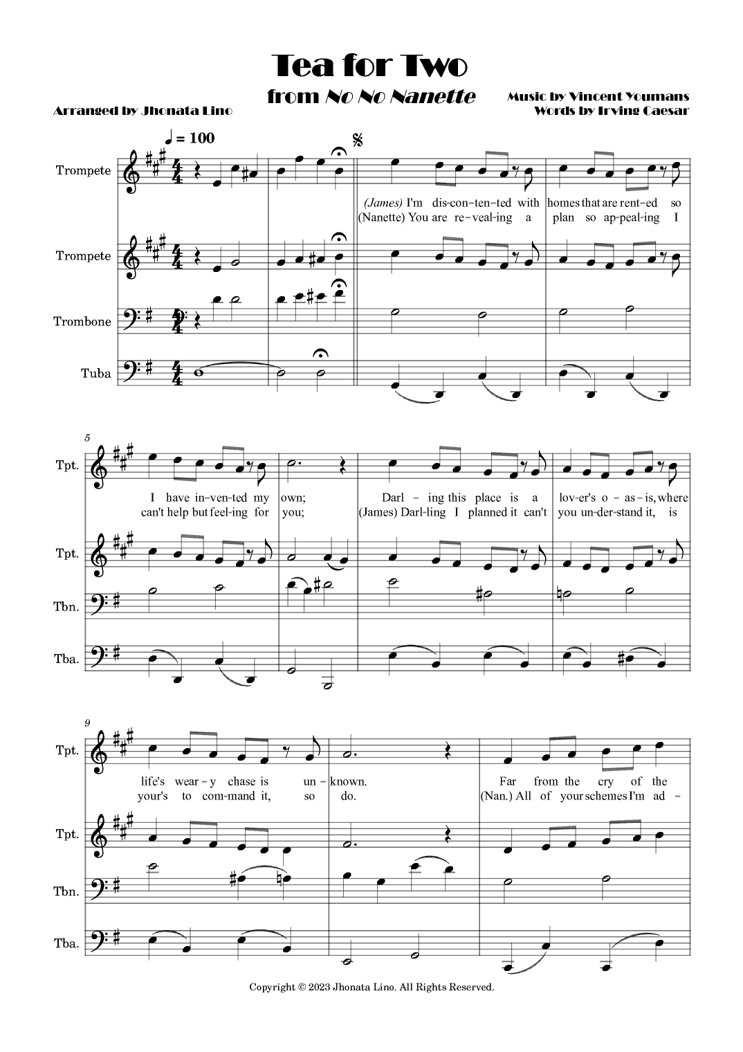 Tea For Two (arr. Jhonata Lino)