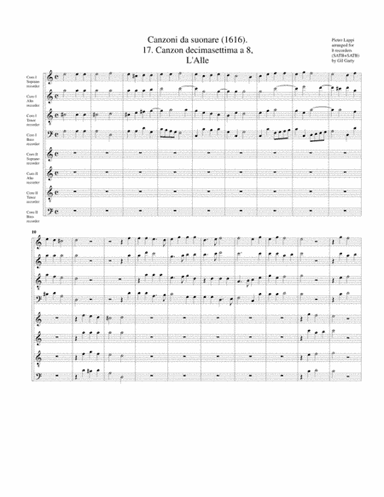 L'Alle a8  (Canzoni da suonare,1616, no.17) (arrangement for 8 recorders) (arr. Gil Garty)