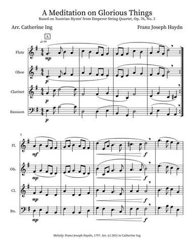 A Meditation on Glorious Things - Woodwind Quartet (arr. Catherine Ing)