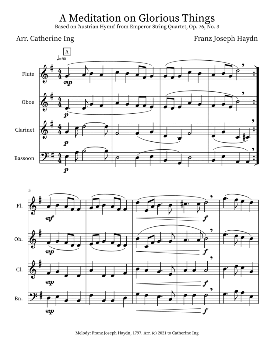 A Meditation on Glorious Things - Woodwind Quartet (arr. Catherine Ing)