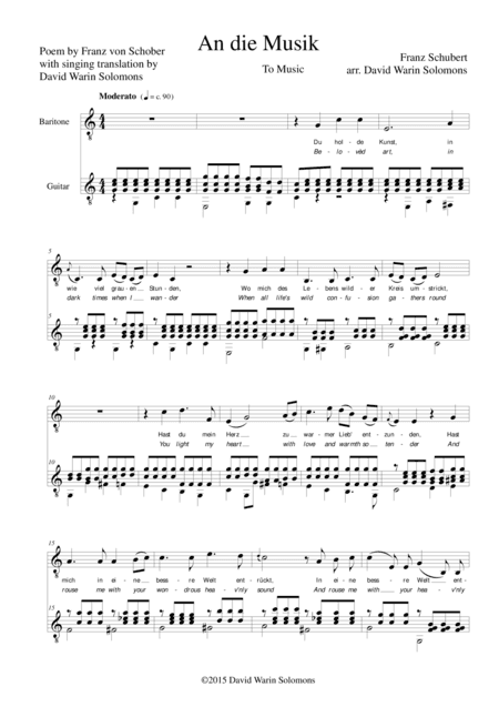 An die Musik for alto or baritone and guitar (arr. David Warin Solomons)
