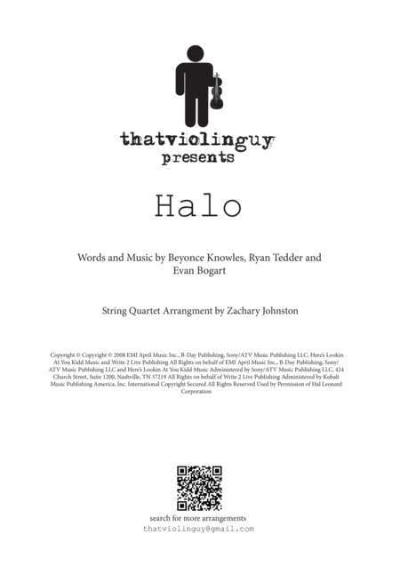 Halo (arr. Zachary Johnston)