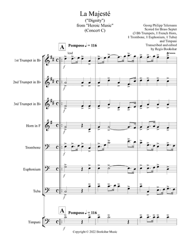 La Majeste (from "Heroic Music") (C) (Brass Septet - 3 Trp, 1 Hrn, 1 Trb, 1 Euph, 1 Tuba, Timp) (arr. Regis Bookshar)